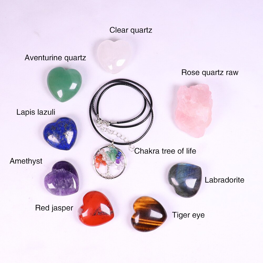 Natural crystal quartz Seven Chakra Crystals Specimen Box Collection