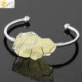 Quartz Stone Bangle Gold-color Wire Crystal Bracelet