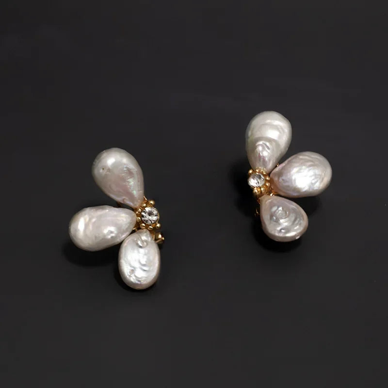 Baroque Pearl Flower Petal Earrings