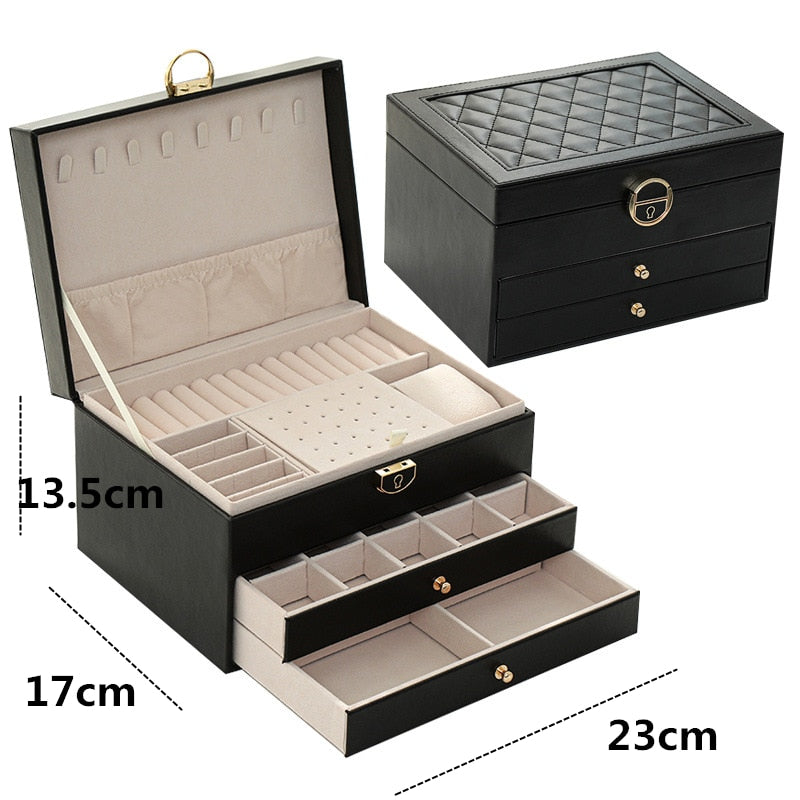 Jewelry Box With 3-layer Large Capacity