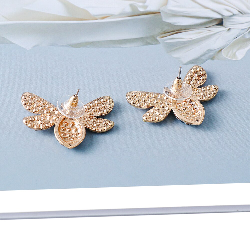 Exquisite Fashion Bee-shaped, Crystal Gemstone and Pearl Earrings
