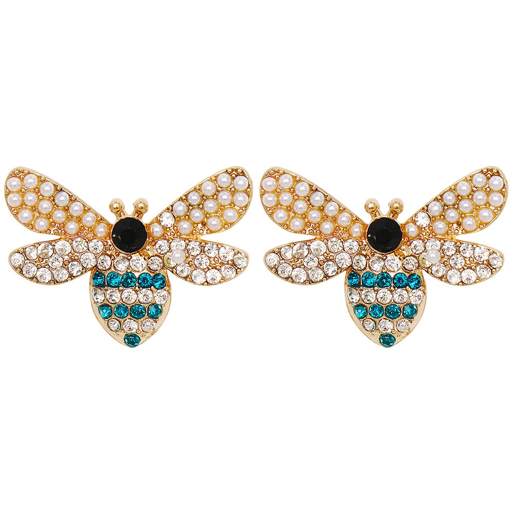 Exquisite Fashion Bee-shaped, Crystal Gemstone and Pearl Earrings