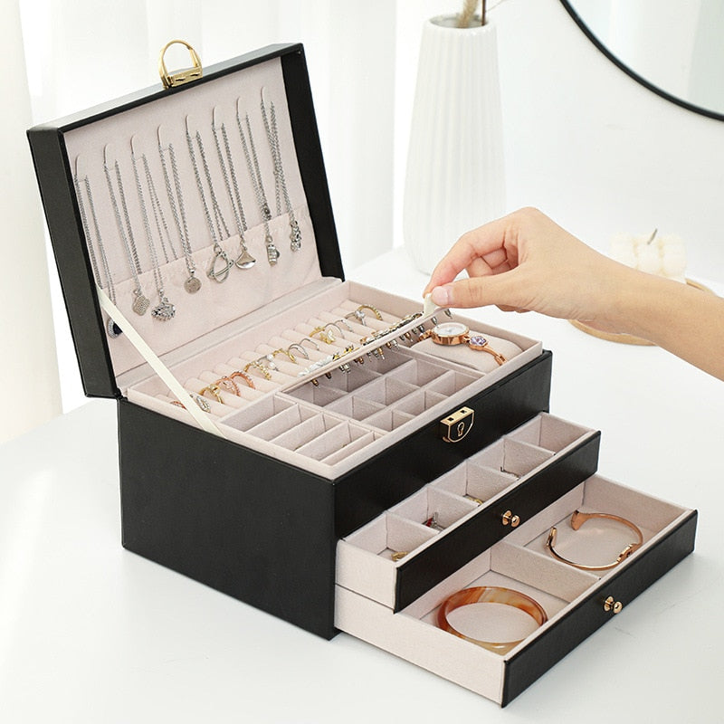 Jewelry Box With 3-layer Large Capacity