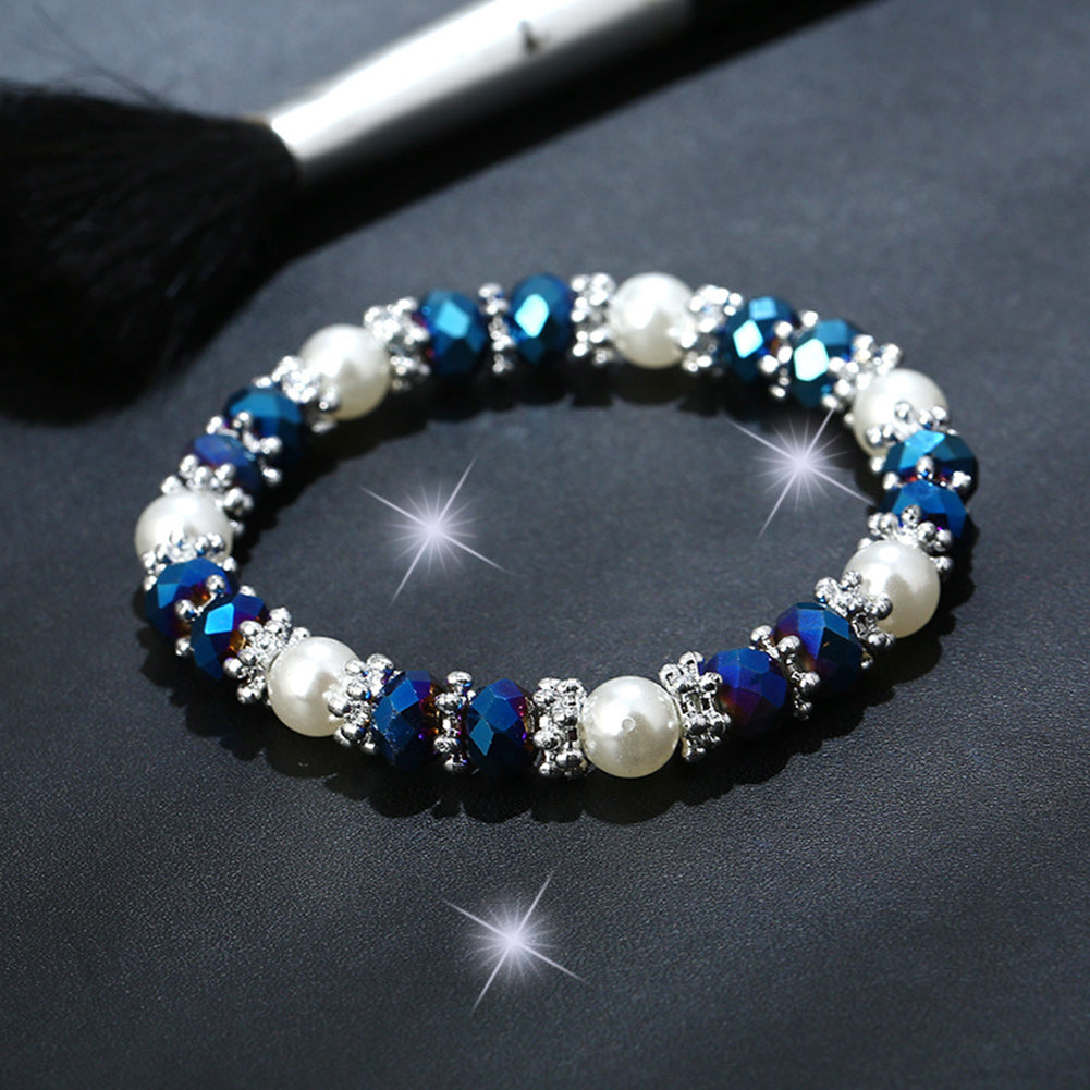 Blue Rhinestone Pearl Charm Bracelets
