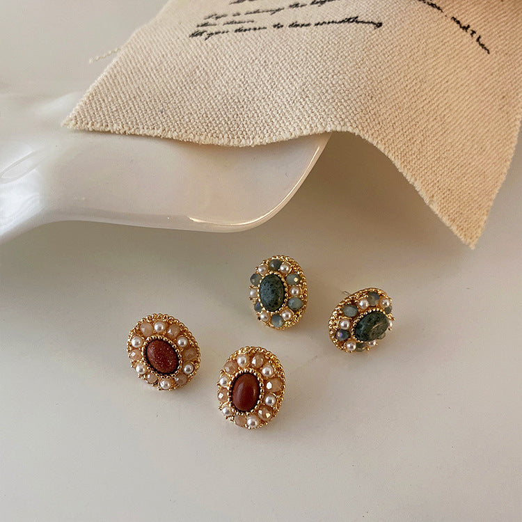 French Retro Pearl Stud Earrings