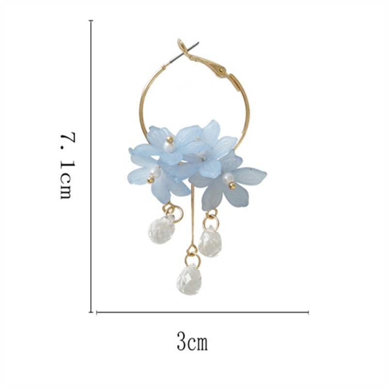 Long Dust Flower Long Pearl Earrings