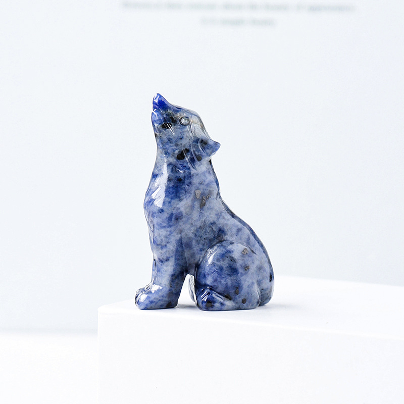 Crystal Wolf Cub Carving Piece