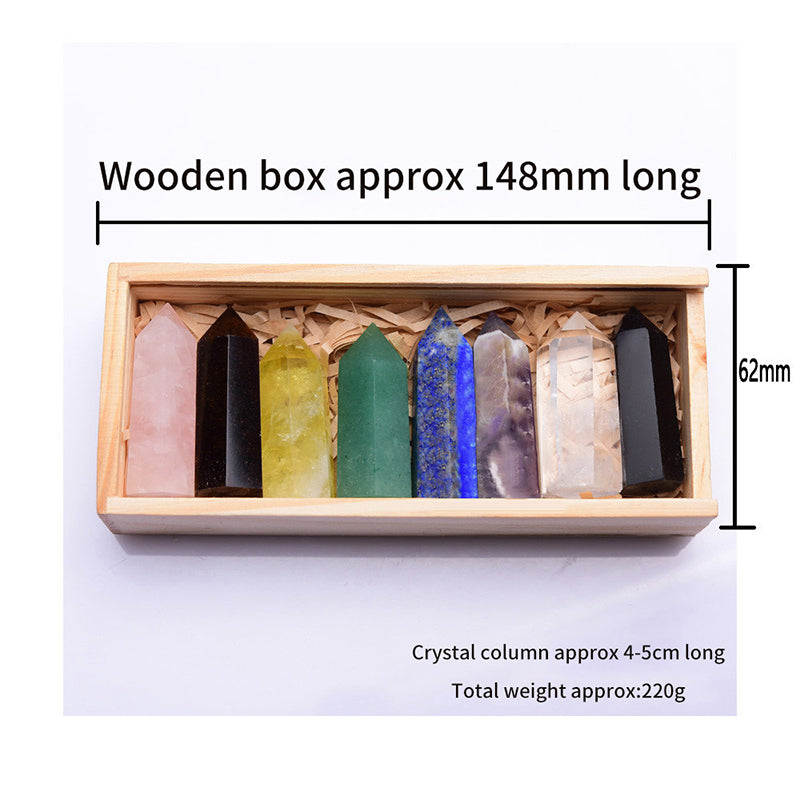 8 Column Crystal Wooden Box Set