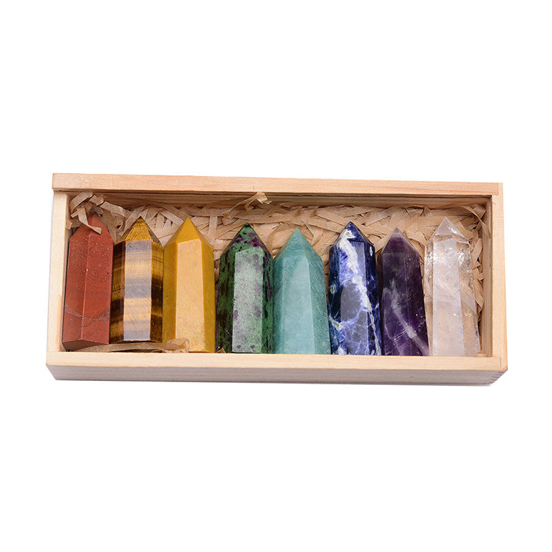8 Column Crystal Wooden Box Set