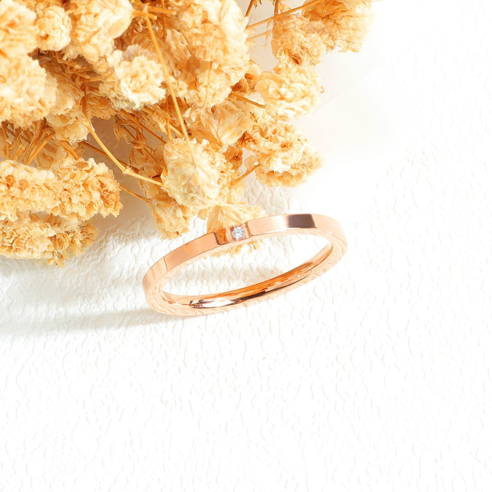 Stainless Steel Cubic Zirconia Stone Ring