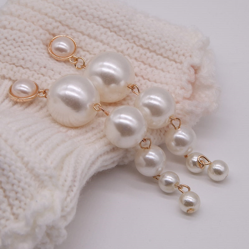 Trendy Elegant Long Pearl Earrings