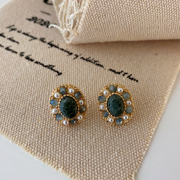 French Retro Pearl Stud Earrings