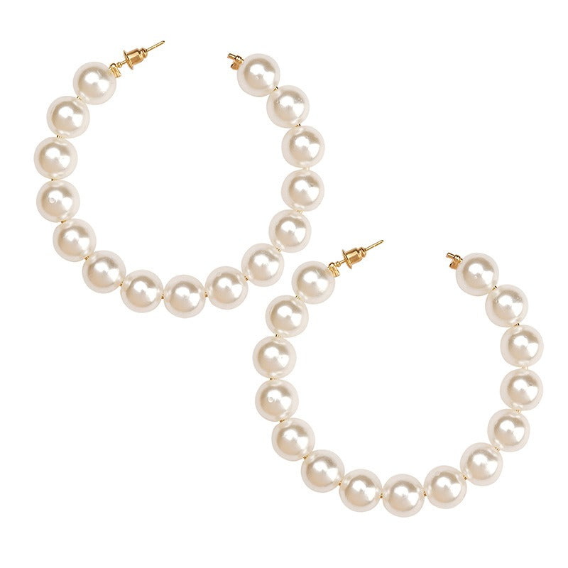 Large Circle Pearl Earrings