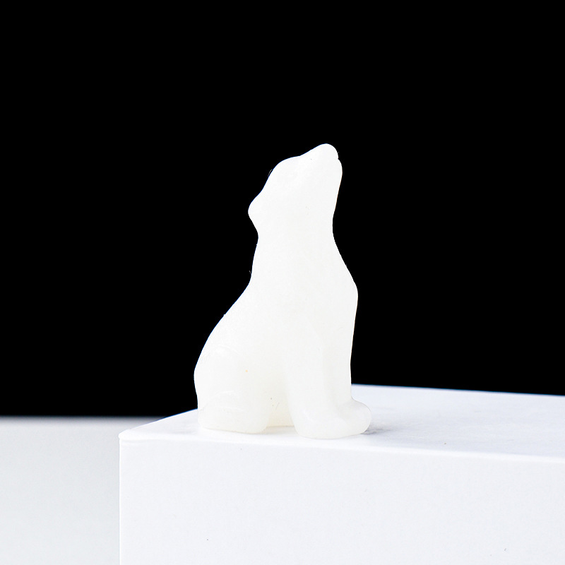 Crystal Wolf Cub Carving Piece