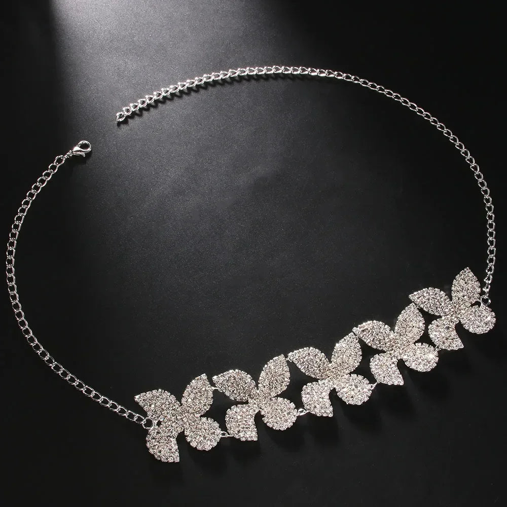 Rhinestone Flower Choker Necklace