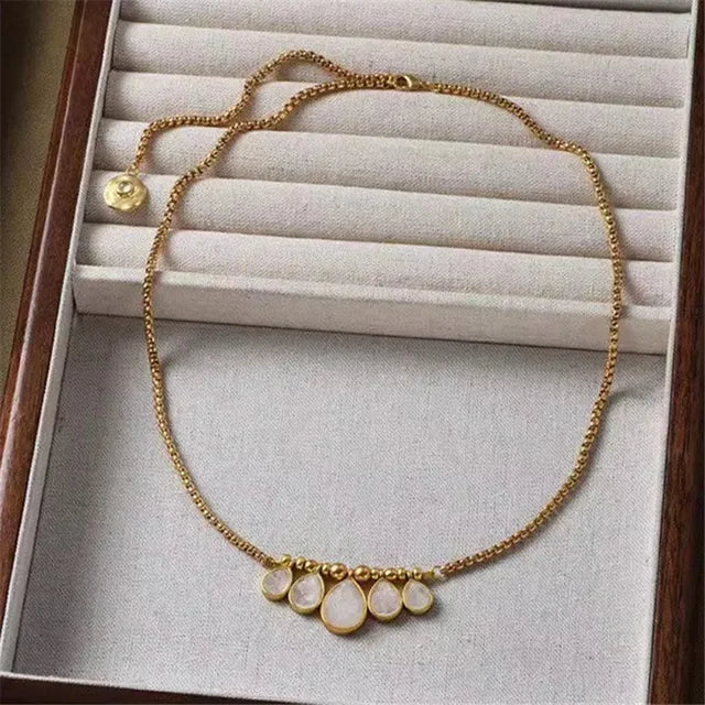 Gold Necklace With Crystal Pendant