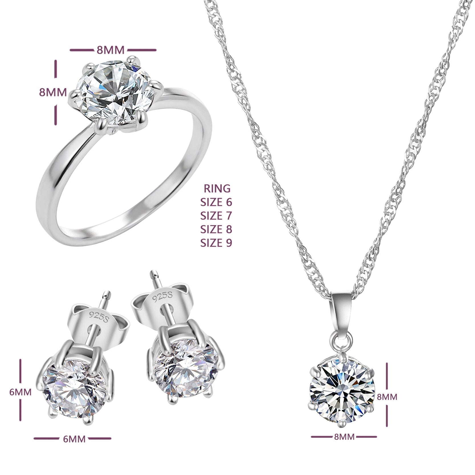 Jewelry Set of Cubic Zircon Statement Necklace & Earrings