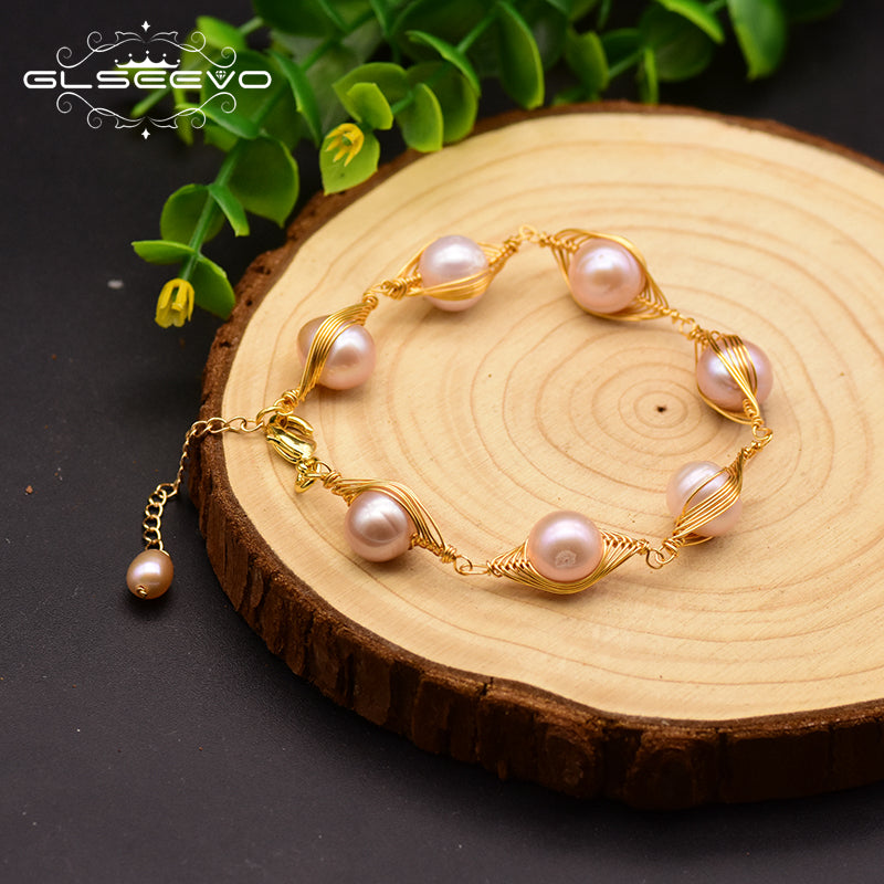 Pink Pearl Adjustable Cufflinks Bracelet