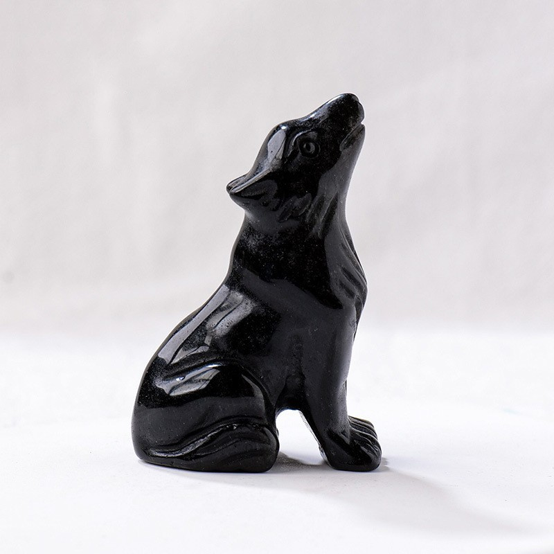 Crystal Wolf Cub Carving Piece