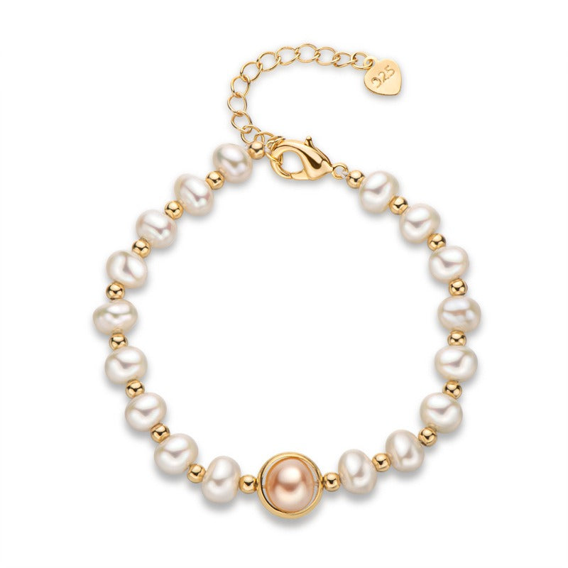 Adjustable 14K Gold Wrapped Pearl Bracelet