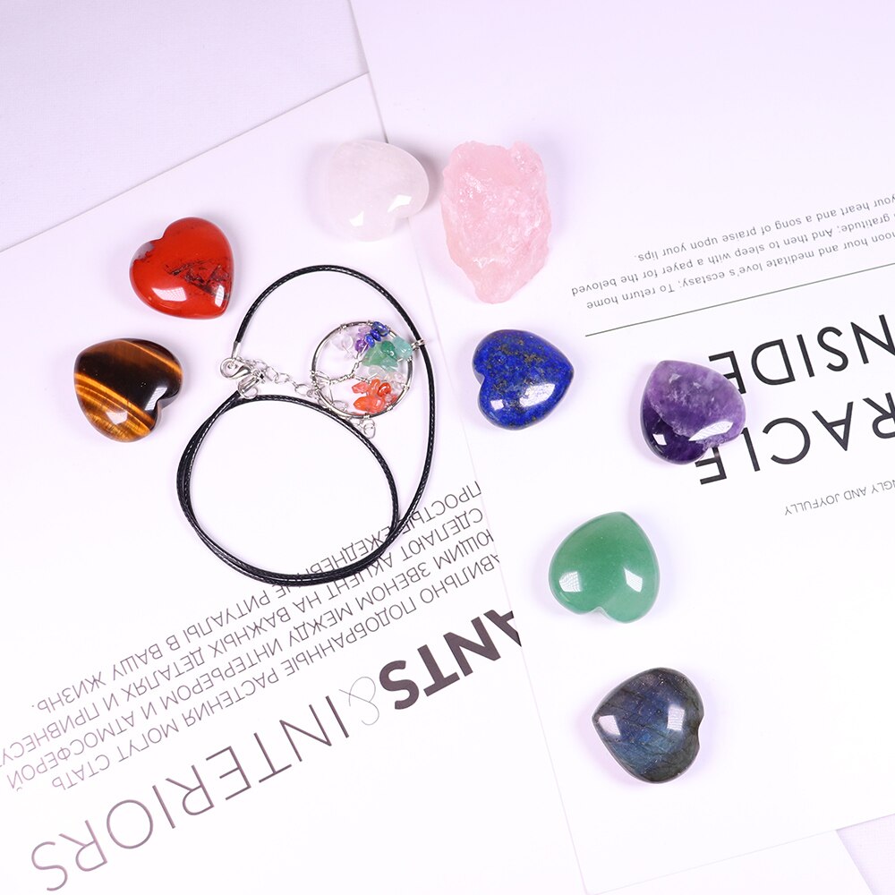 Natural crystal quartz Seven Chakra Crystals Specimen Box Collection