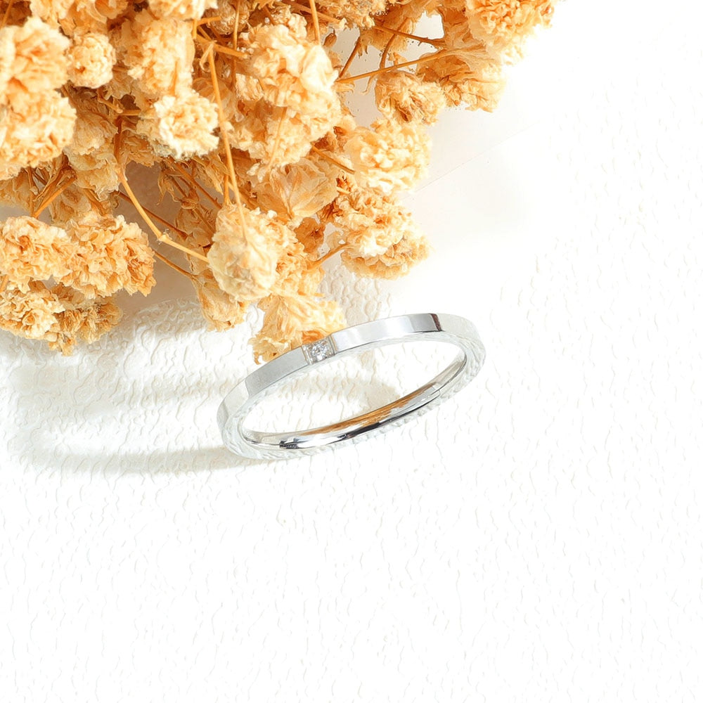 Stainless Steel Cubic Zirconia Stone Ring