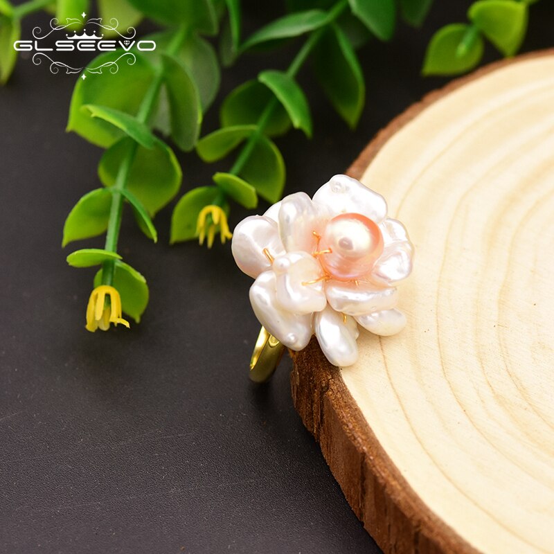 925 Sterling Silver Flower Pearl Ring