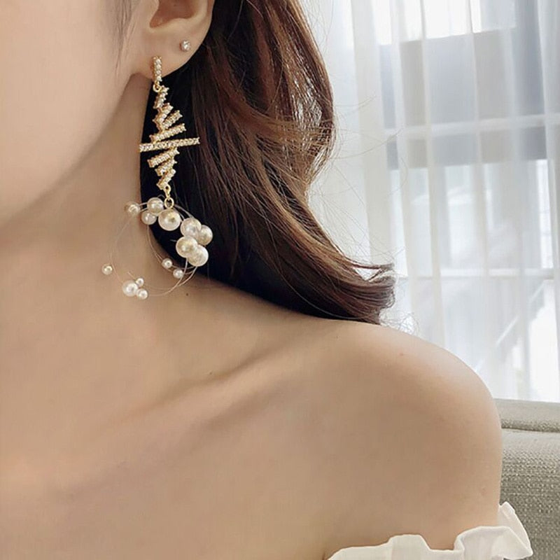 Korean Knot Drop Earrings With Pearls
