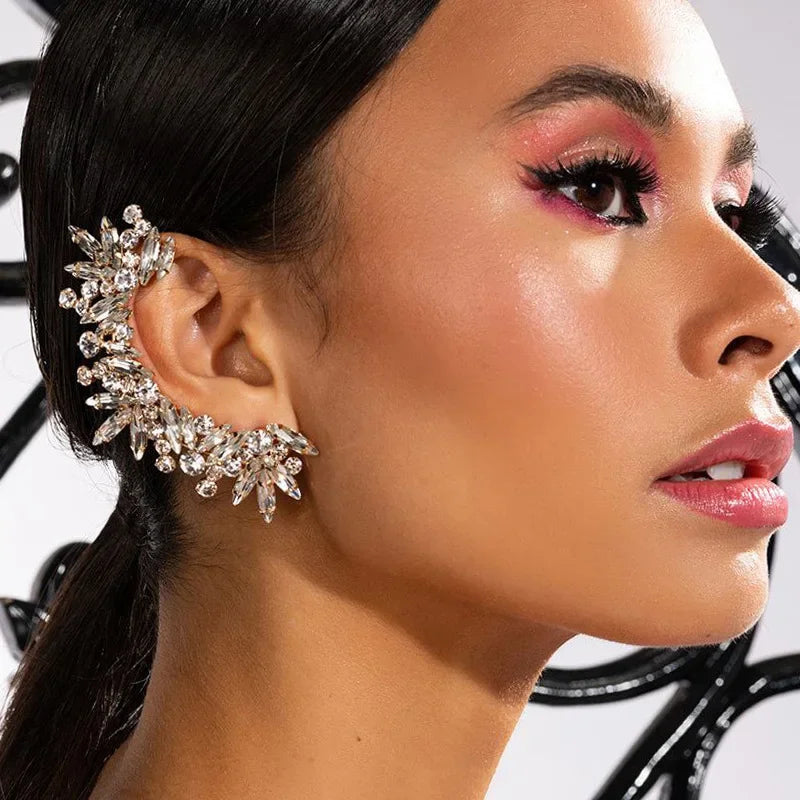Ear Clips Earrings Rhinestone Aesthetic Ear Cuff