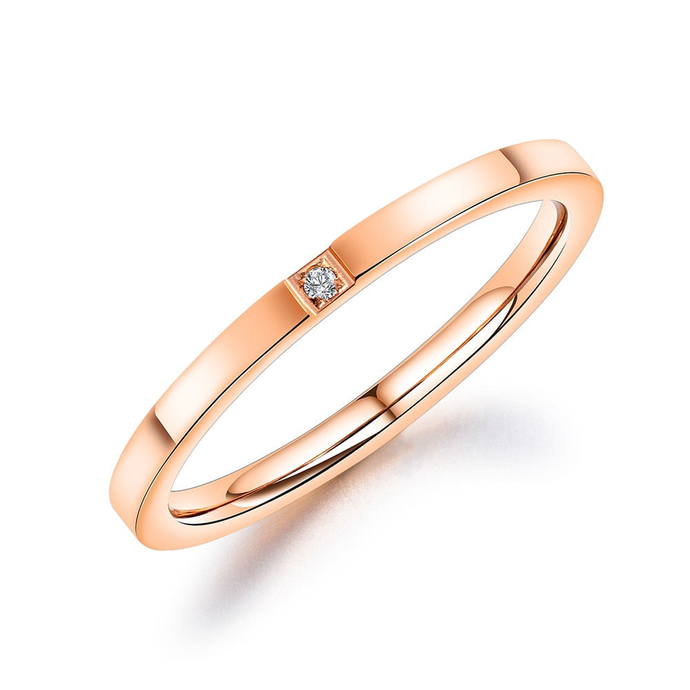 Stainless Steel Cubic Zirconia Stone Ring