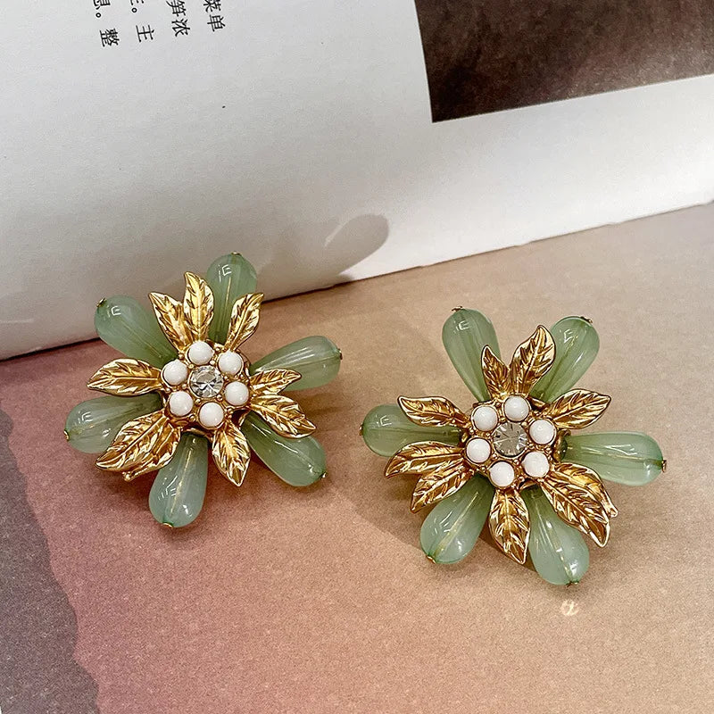 Gold Flower Stud Earrings