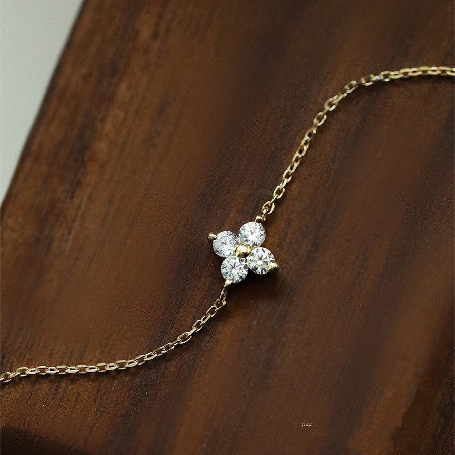 925 Sterling Silver Flower Zircon Bracelet Jewelry