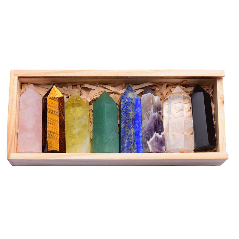 8 Column Crystal Wooden Box Set