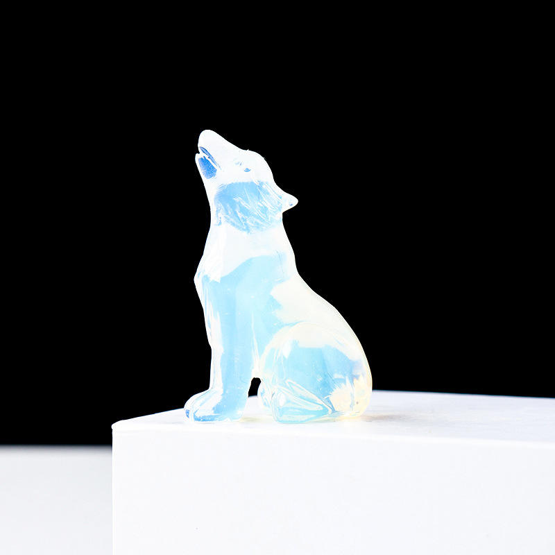 Crystal Wolf Cub Carving Piece