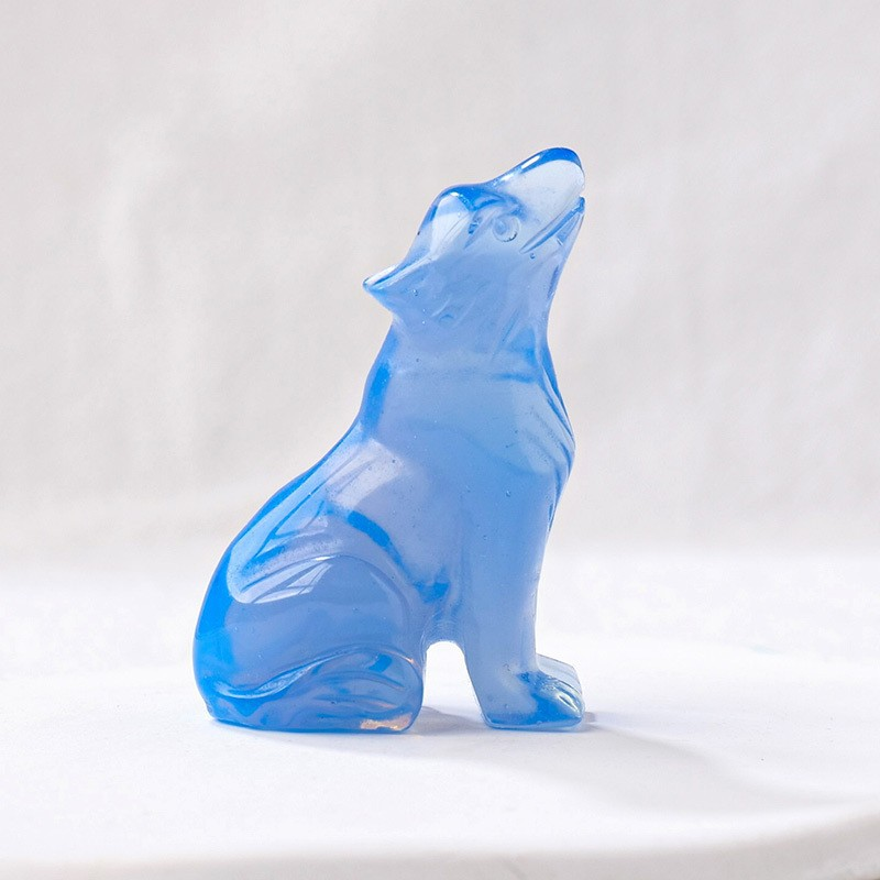 Crystal Wolf Cub Carving Piece