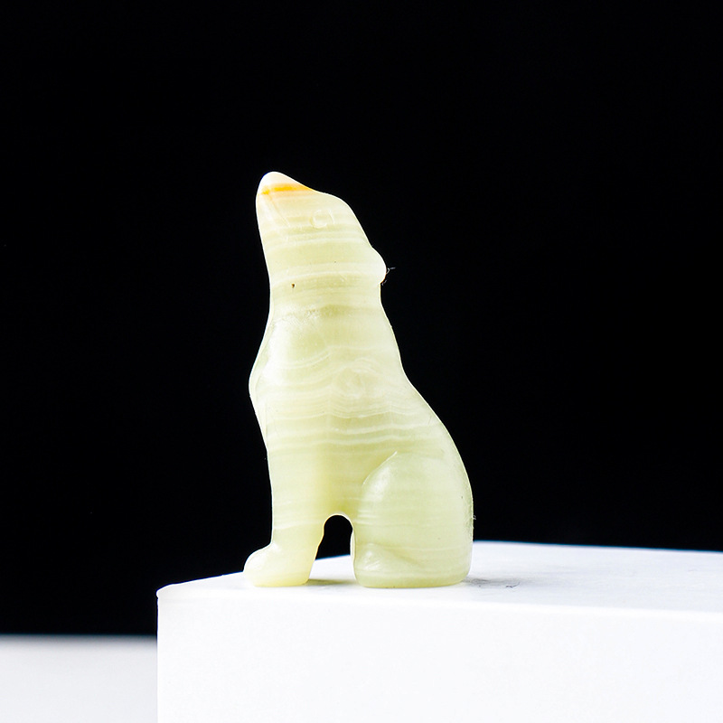 Crystal Wolf Cub Carving Piece