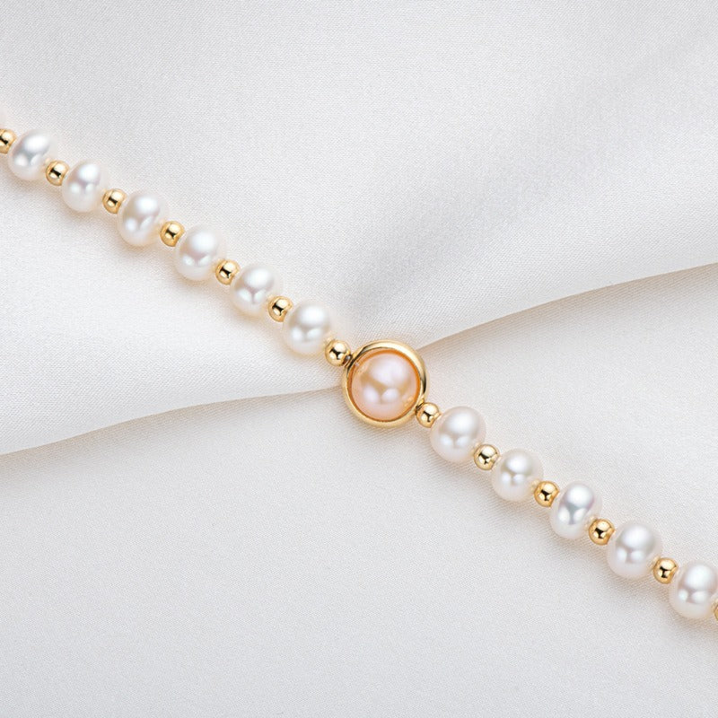 Adjustable 14K Gold Wrapped Pearl Bracelet