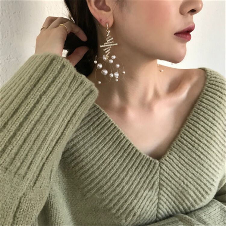 Korean Knot Drop Earrings With Pearls