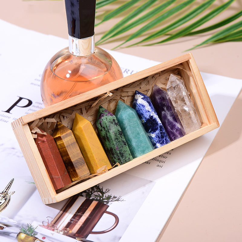 8 Column Crystal Wooden Box Set