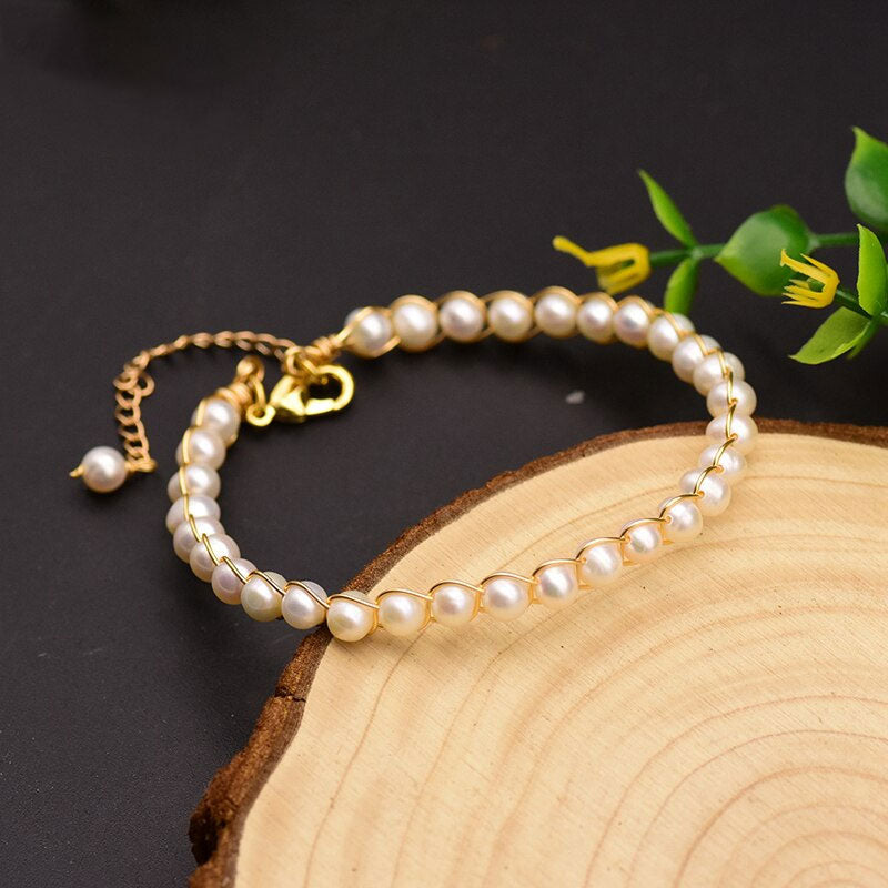 Natural White Pearl Adjustable Bracelets For Women