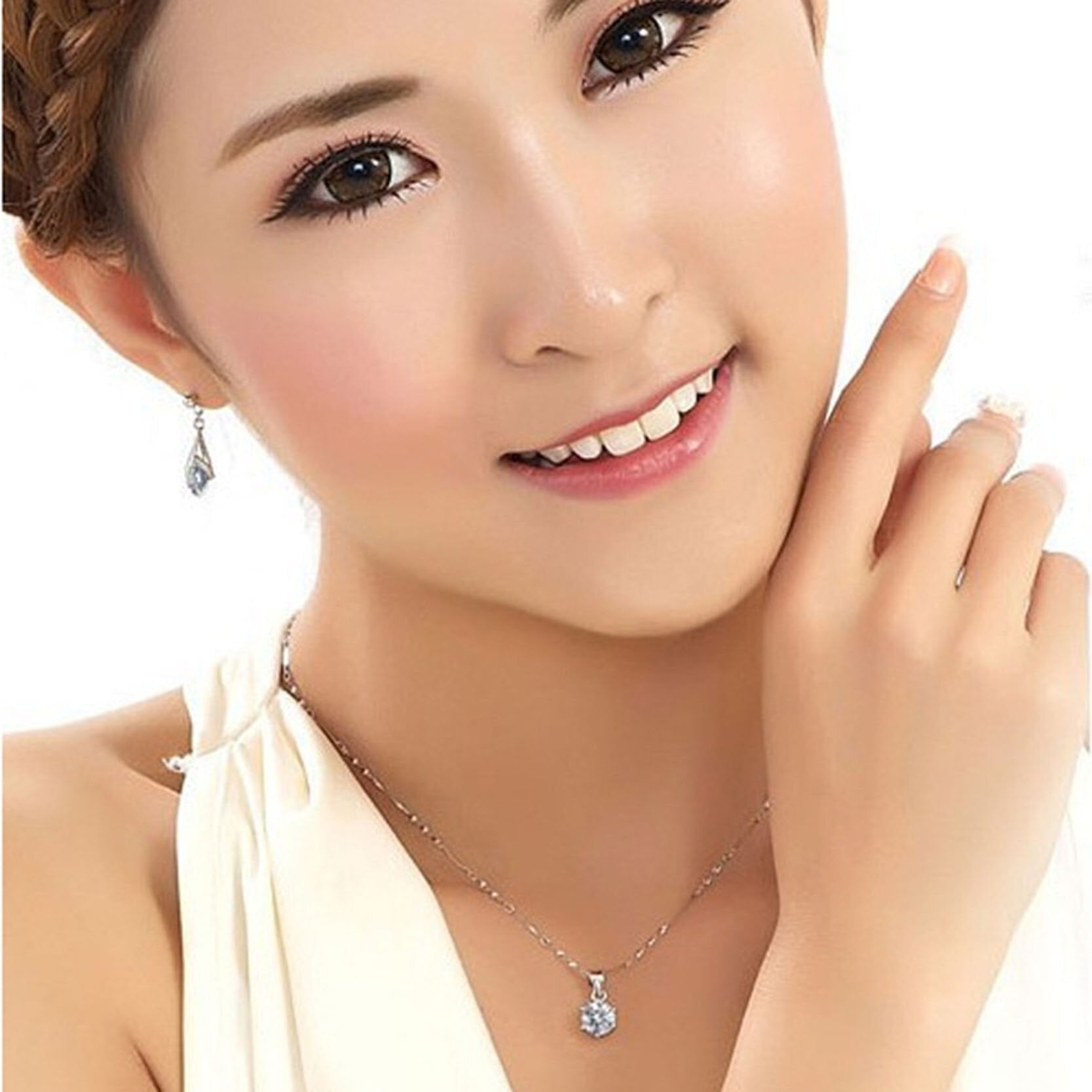 Jewelry Set of Cubic Zircon Statement Necklace & Earrings
