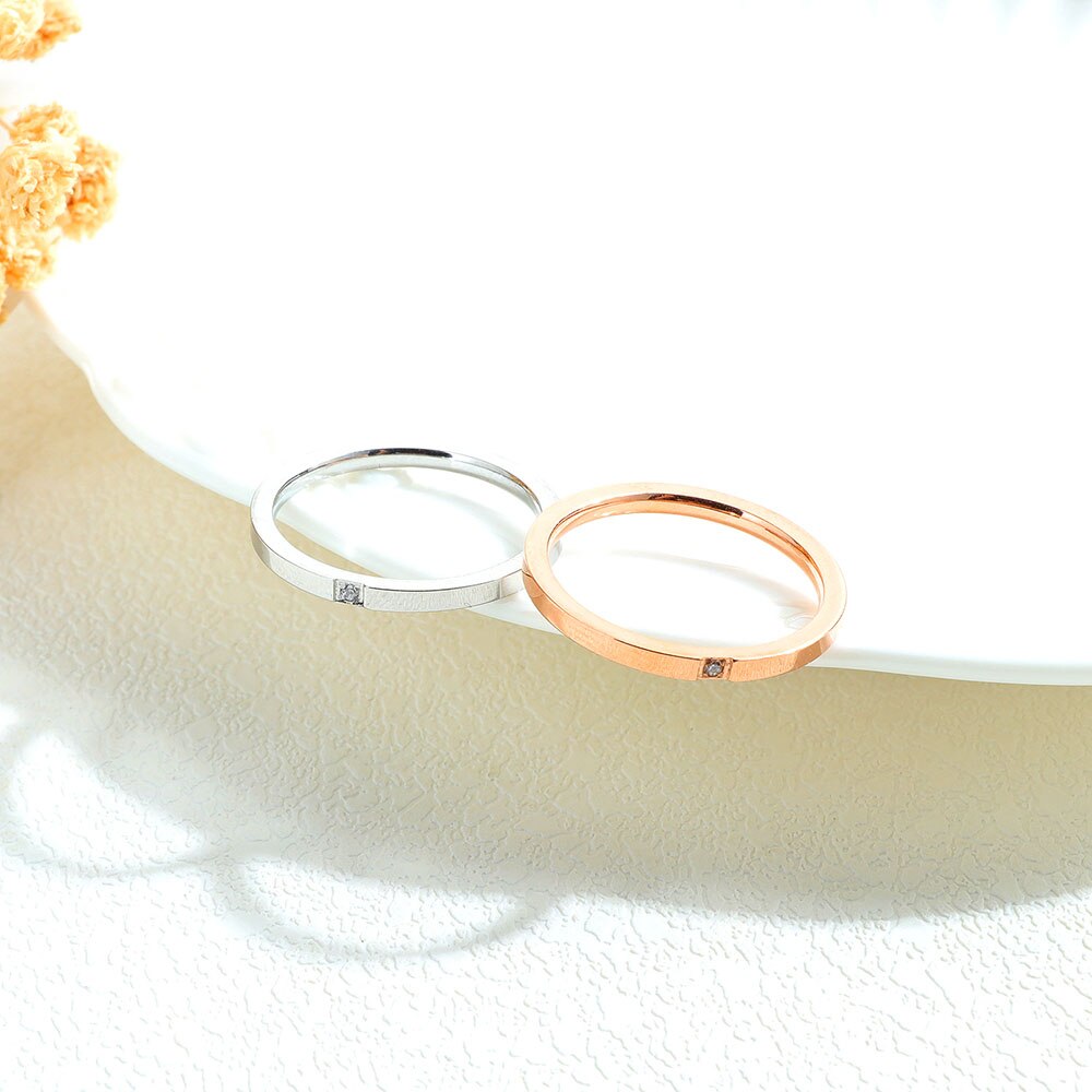 Stainless Steel Cubic Zirconia Stone Ring