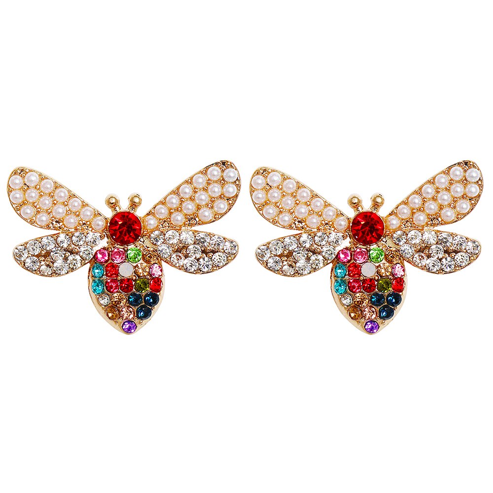 Exquisite Fashion Bee-shaped, Crystal Gemstone and Pearl Earrings