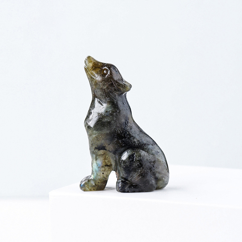 Crystal Wolf Cub Carving Piece