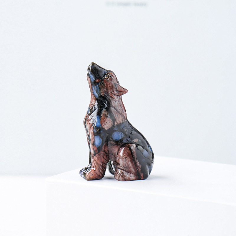 Crystal Wolf Cub Carving Piece