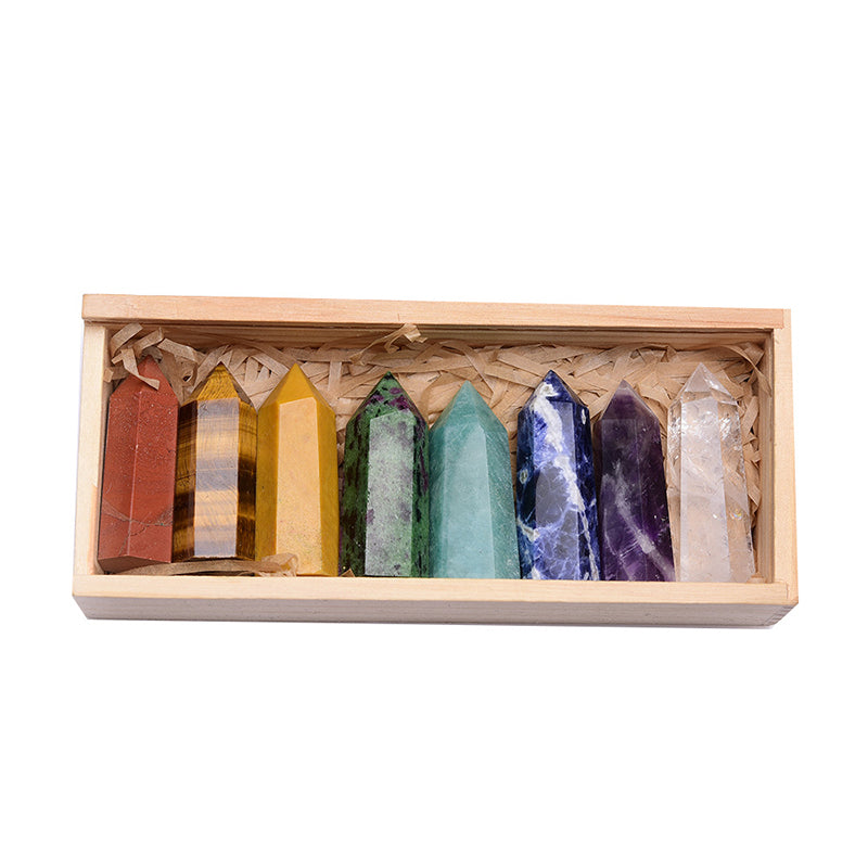 8 Column Crystal Wooden Box Set