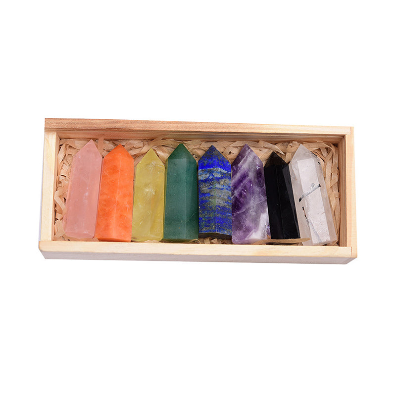 8 Column Crystal Wooden Box Set