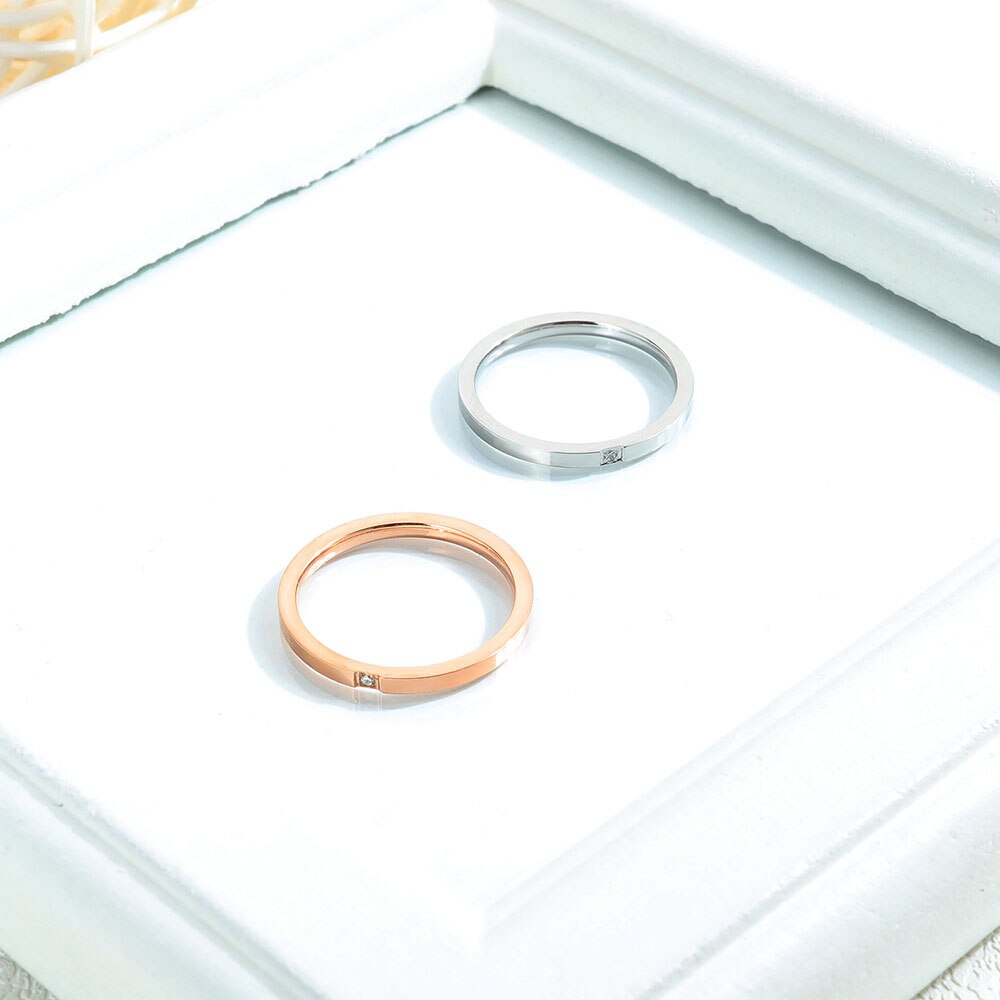 Stainless Steel Cubic Zirconia Stone Ring