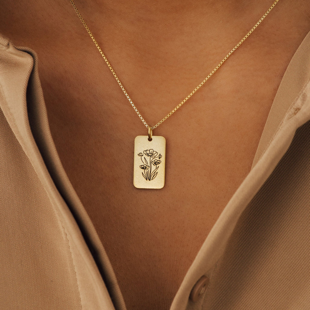 Birthday Flower Necklace Stainless Steel Necklace