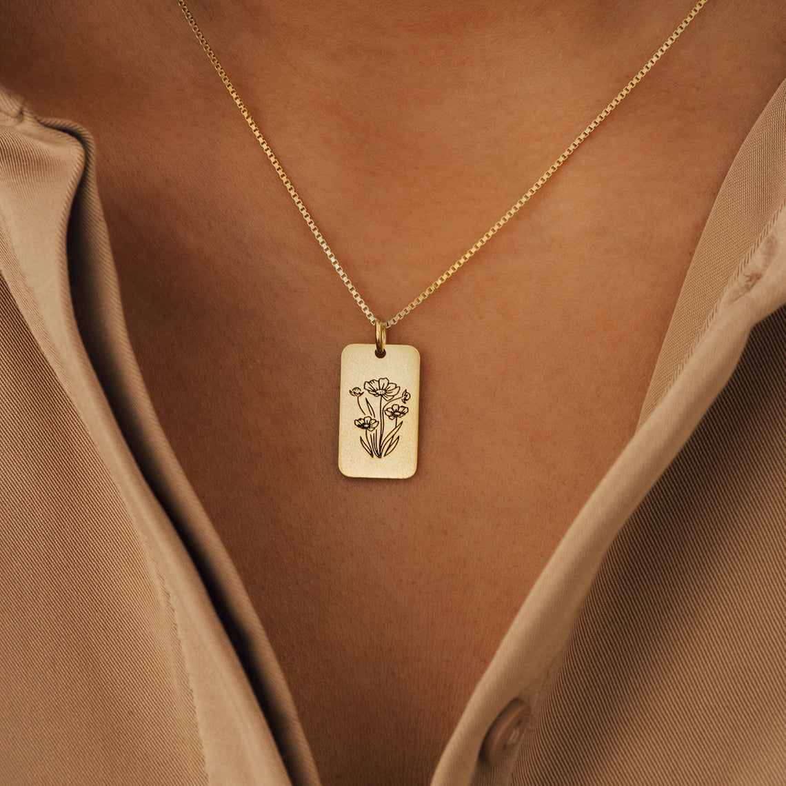 Birthday Flower Necklace Stainless Steel Necklace